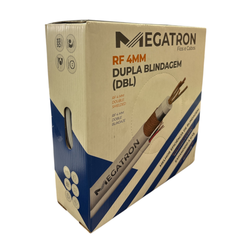 Cabo Coaxial 4mm Bipolar Dupla Blindagem 100m Flexível